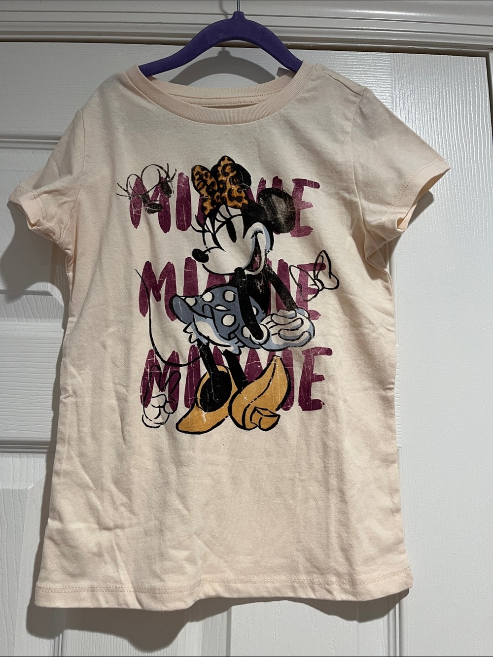 Girls Disney Minnie Mouse Graphic Tee - Cream with Pink and Yellow Accents